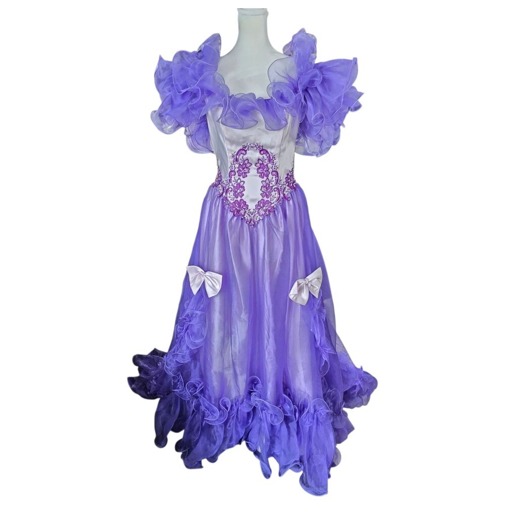 Marys Purple Quinceanera Ball Gown Organza Ruffle Corset Princess Dress S/M